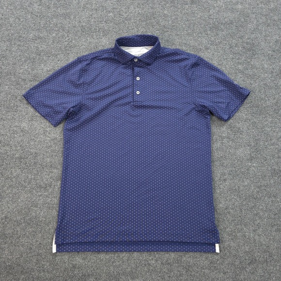 Johnnie O Polo Shirt Mens Small Blue Geometric Birdie Performance Golfing Prep - Picture 1 of 9